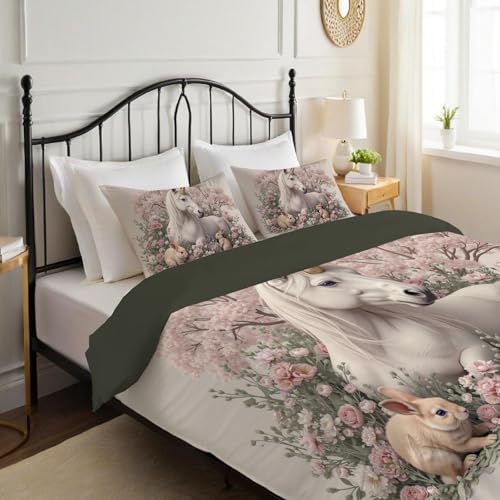 Housse de couette 200x200cm imprim&eacute;e 3D microfibre ultra douce d&eacute;cor de pins