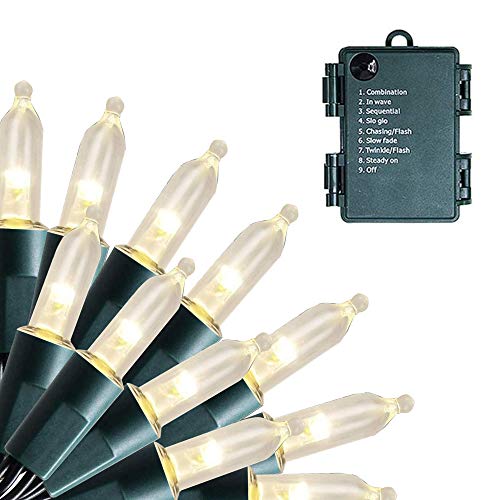 FUNPENY 50 LED Christmas Lights, 16 FT Mini String Light with 8 Modes, Waterproof Tree Lights for Outdoor Indoor Outdoor Patio Garden Party Wedding Christmas Decorations, Warm White