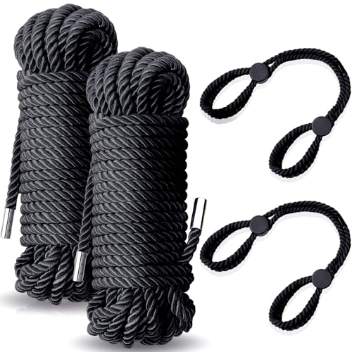 Image of Tisancy 4 Pcs Multifunctional Craft Cord Kit with 2 Soft Silk Macrame Cords and 2 Adjustable Nylon Rope, 32.81 ft Twisted Trim Cord for DIY Crafts and Home Decoration(Black)