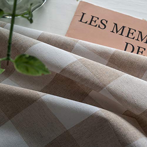 Natus Weaver Buffalo Check Cotton Curtains 84 Inch Length Kitchen Living Room Bedroom Beige And White Gingham Plaid Window Curtain Panels Basement Drapes 2 Panels Rod Pocket Window Treatment Set #TOP3
