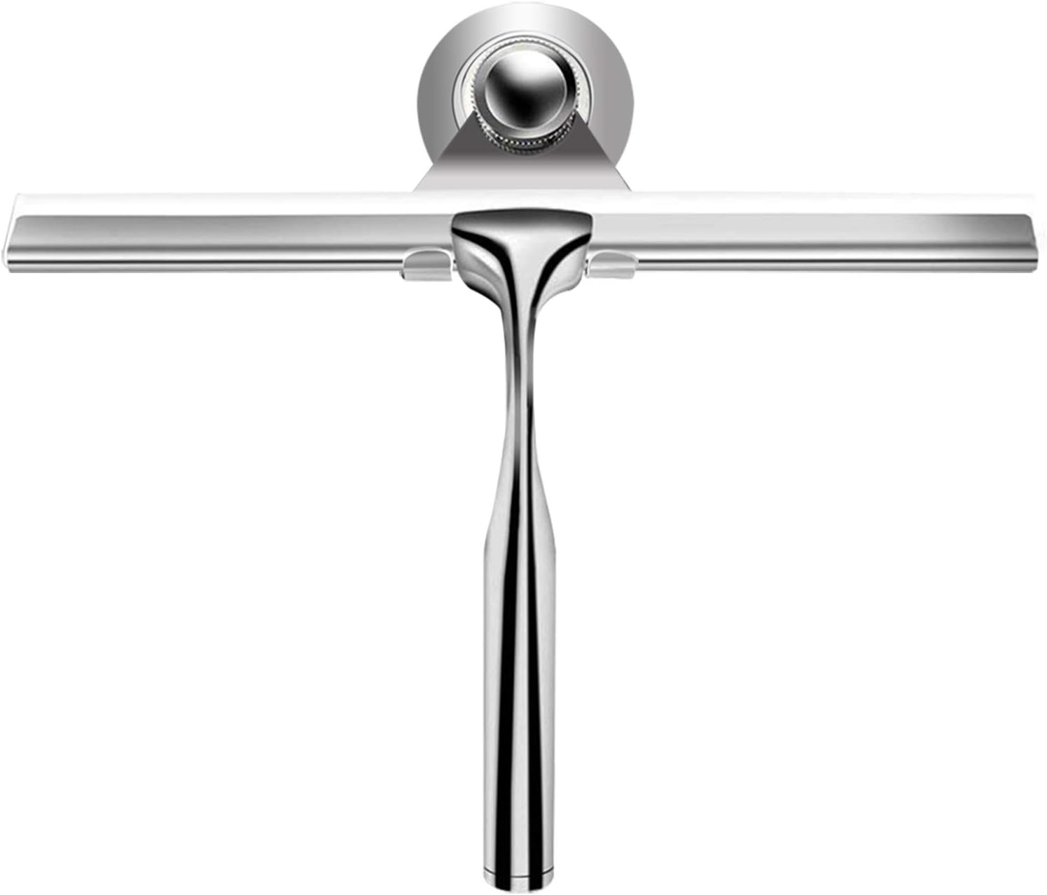 Ponsey Shower Window Squeegee, Stainless Steel Squeegee for Shower Doors Bathroom Kitchen Car Mirror Glass Cleaning Brush Wiper Scraper with Suction Hook