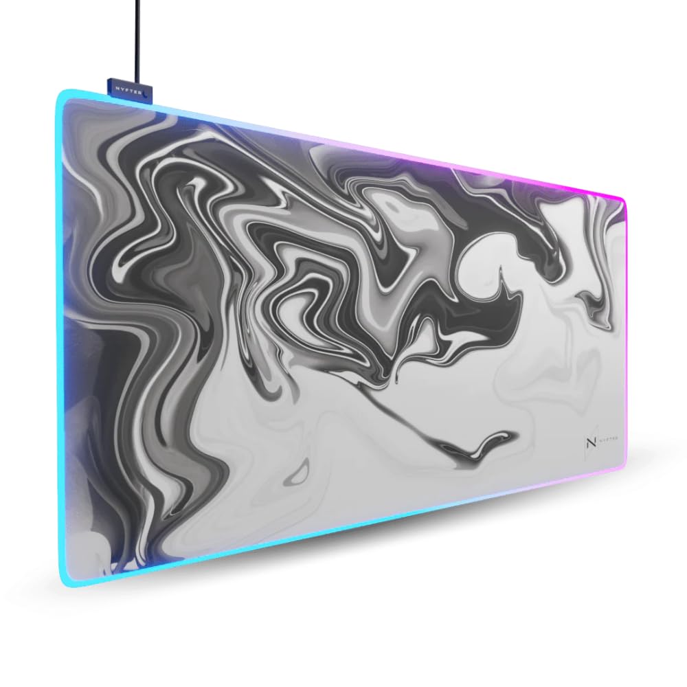 Nyfter - Alfombrilla de ratón RGB XXL para videojuegos RGB Nyfpad de 900 x 500 mm, diseño líquido y alfombrilla de ratón RGB premium para jugadores