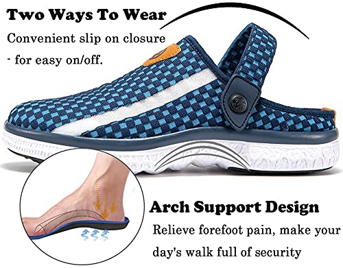 Zuseris Women's Men's Garden Clogs Garden Shoes Summer Slippers With Arch Support Home House Shoes Outdoor Indoor Mules Deep Blue #TOP3
