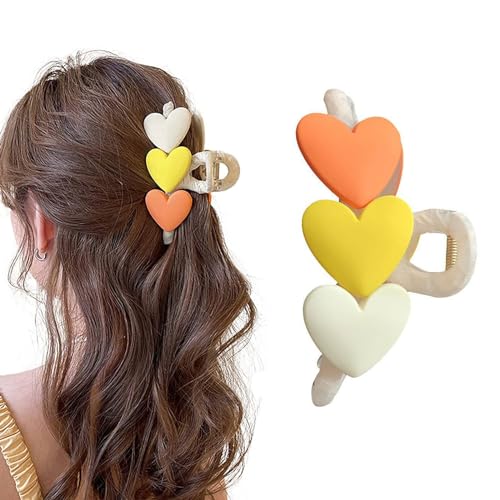 Pinza para cabello corazón amarilla y blanca