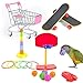 Set di Giocattoli per L'addestramento del Puzzle di Uccelli, Incluso Il Mini Giocattolo del Pappagallo del Desktop di Skateboard Impilabile del Carrello della Spesa