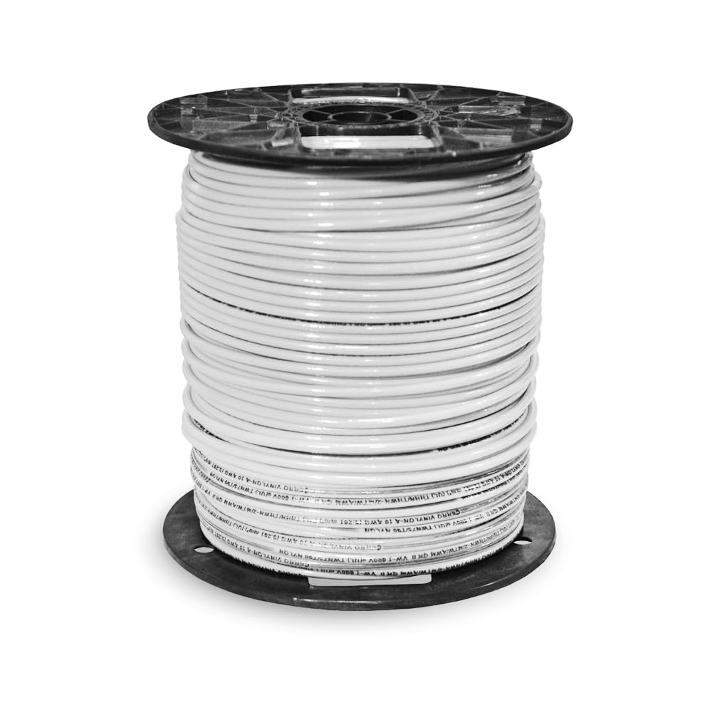 Paladin 10 AWG Gauge Insulated Stranded Copper THHN/THWN-2 Building Wire - 600 Volts Residential, Commercial, Industrial UL Listed - #10 Stranded 500' FT Spool (White)