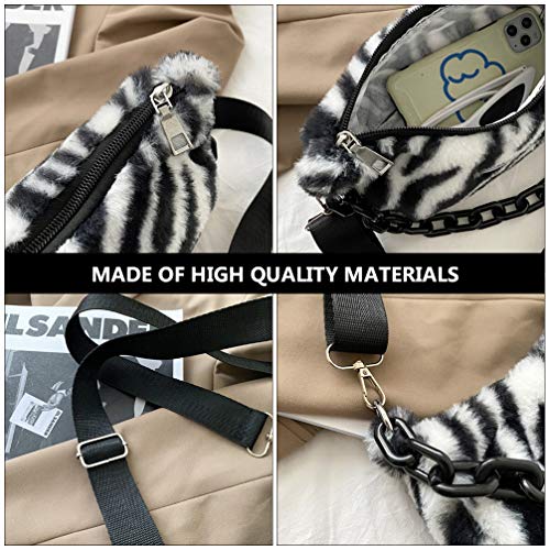 KESYOO Bolsa de Ombro de Pelúcia Impressão Zebra Stripe Feminina Moda Nas Axilas Bolsa Crossbody Bol