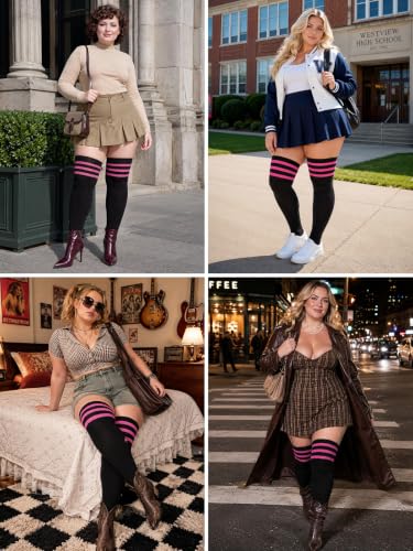 Image of LOUSGUTA Plus Size Thigh High Socks for Thick Thighs- Extra Long Womens Cable Knitted Over Knee High Leg Warmer