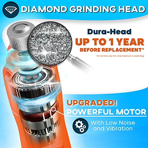 Image of Low Vibration Dog Nail Grinder with LED Light, Rechargeable Dog Nail Trimmers for Large Dogs, Medium & Small Dogs, Professional 2-Speed Pet Nail Grinder for Dogs