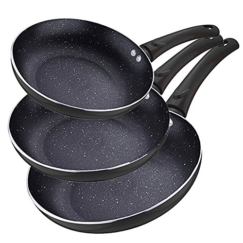 Renberg Q2501 - Molen, Set de 3 Sartenes de Aluminio, Ø20/24/28 cm, Negro