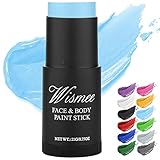 Wismee Light Blue Face Paint Stick,Blue Eye Black (0.75Oz) Non-Toxic Oil Based Face Makeup Body Paint Stick High Pigmented Blue Makeup Crayons for Halloween Special Effect Sfx Makeup
