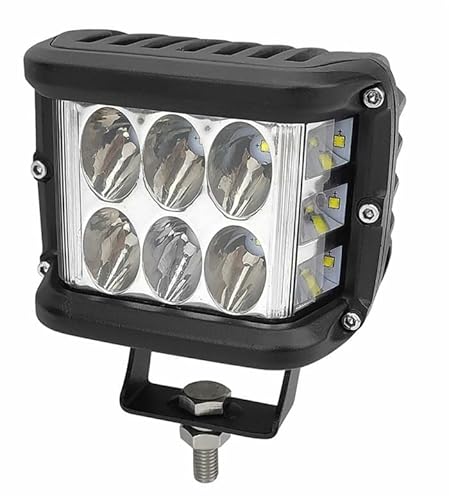 Ama Faro Da Lavoro A Led 12 Cree – Multi-Raggio 36W, Ip67, Grado Protezione, Con Staffa Inox E Cavo 40 Cm, Ideale Per Trattori E Macchine Da Lavoro
