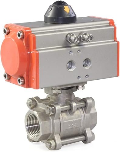 Válvula de bola neumática de doble efecto de 34 "de 34 ", actuador de válvula neumática de acero inoxidable para industrias químicas de vapor de