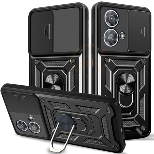 Image of Armor Bumper Back Cover Case for Motorola Moto Edge 40 Neo 5GRotating Camera Cover, Ring Holder & Kickstand | Heavy Duty & 360 Degree Protection Back Cover (Black)