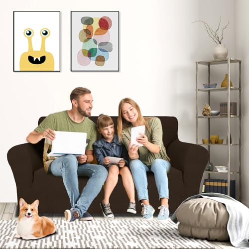 YSTELLAA Stretch Sofa Überzug 2 Sitzer, Sofaschoner rutschfest Mit Armlehne, Dicke Sofabezug Für Hunde Katzen Und Haustiere… – Ansicht 2