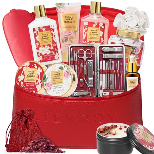Image of 32Pcs Moisturizing Rose Bath and Body Gifts Skin Care Spa Gift Set for Women