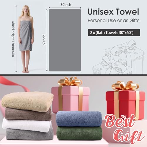 Image of JML Luxury Hotel & SPA Bath Towels (2 Pack, 30 inchx60 inch) - 350GSM High Density Fleece Towel Sets - Super Soft and Absorbent, Lint Free, Fade Resistant Bath Towel (Pack of 2-GreyGrid)