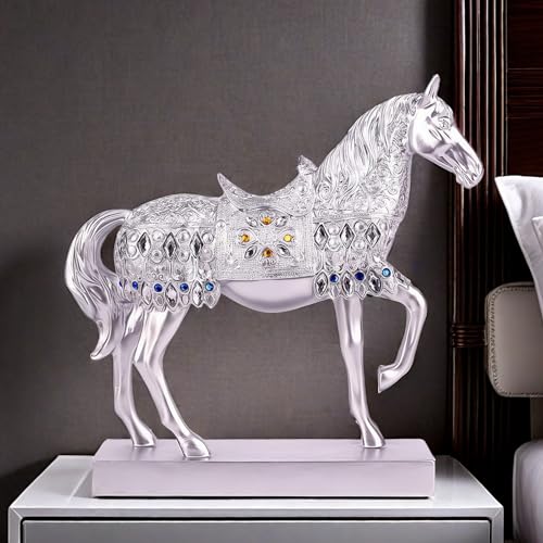 Estatua de Caballo Feng Shui Plateada para Decoración miniatura 6