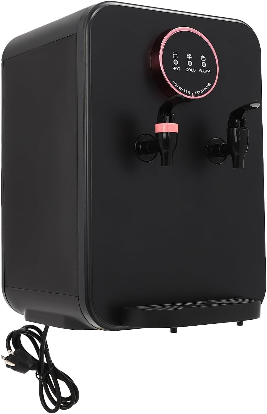 Black Countertop Top Load Water Dispenser, Hot Cold Constant Water Dispenser, LED Faucet, 575W Energy Saving, Small Tabletop, Office Dorm Bedroom