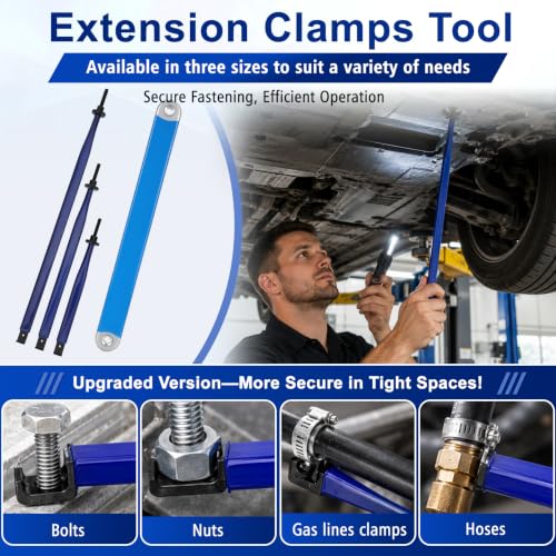 Image of UPGRADED Offset Extension Wrench Set & 3 Different Lengths Extension Clamps | Versatile Vise Grip with 1 /2 inch, 1 /4 inch, 3 /8 inch Drive Adapters, Universal Ratchet Extensions for Tight Spaces