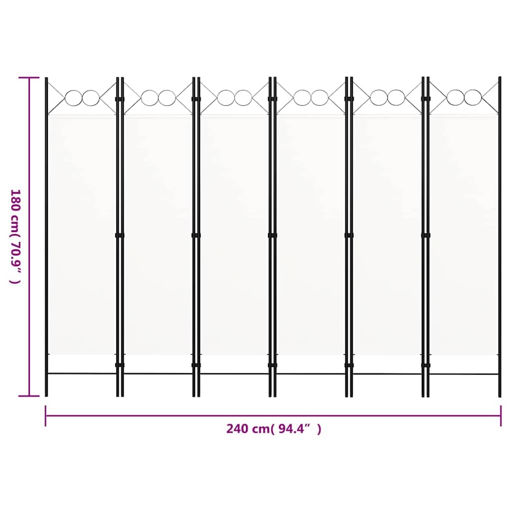 Lot de 6 séparateurs de pièce - Blanc - 240 x 180 cm - Autoportant - Pliable - Brise-vue - Décoration pour salon, chambre à coucher, bureau, balcon, jardin