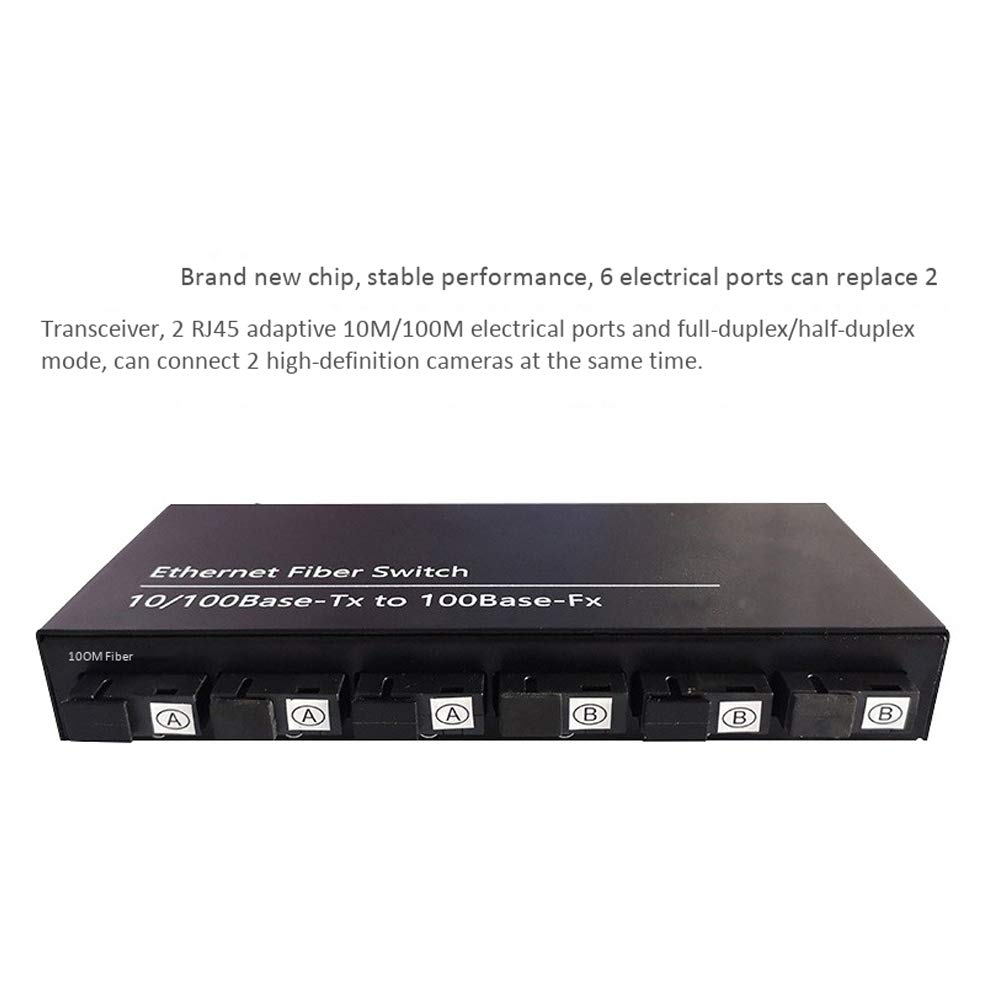 Commutateur Fast Ethernet 10 / 100M Convertir 20KM Convertisseur de MéDia à Fibre Optique en Mode Unique 2XRJ45 et 6XSC 3A3B-EU Plug