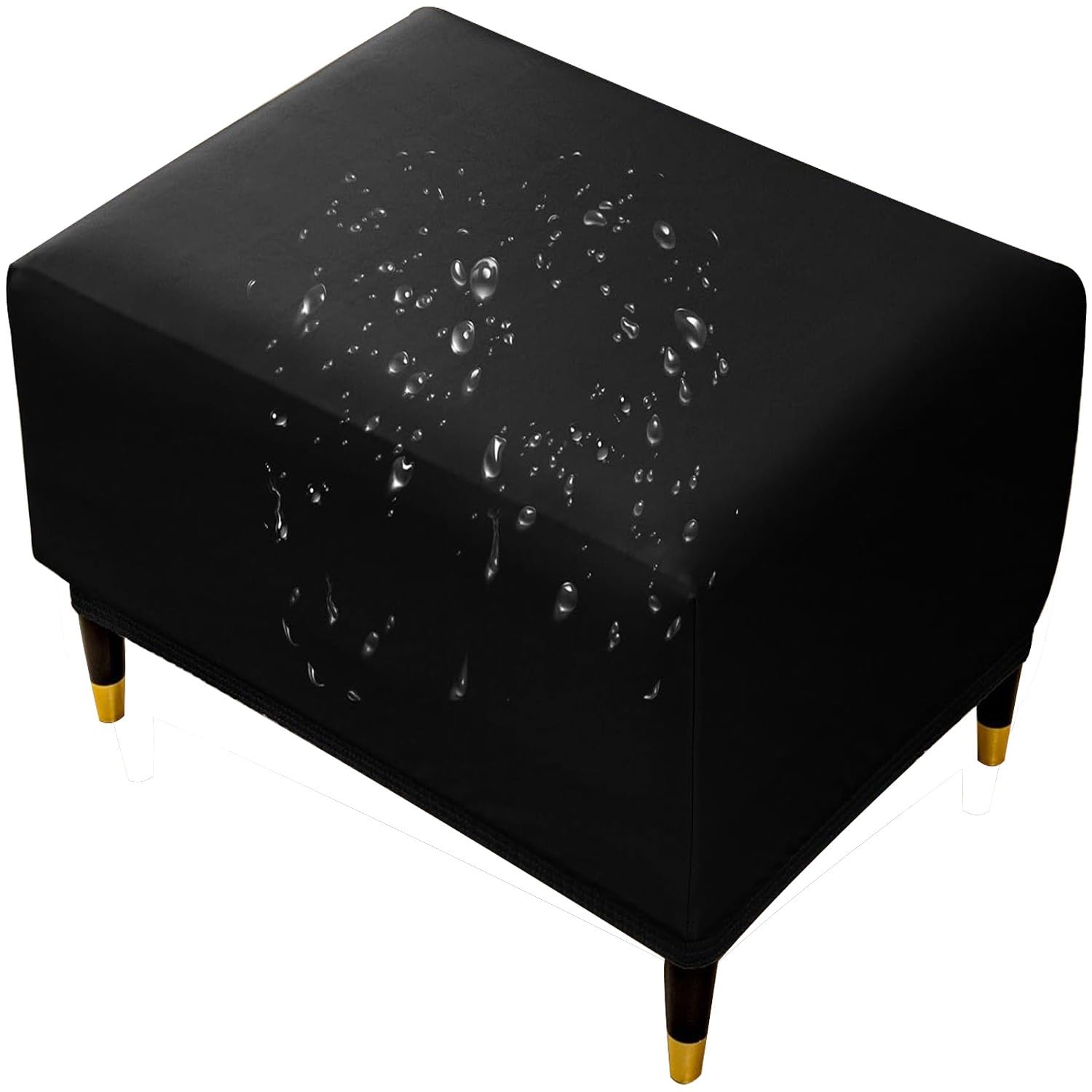 Housse De Pouf Rectangulaire Imperméable, Élastique PU leather Housse De Tabouret Ottoman Amovible Housse De Repose-Pieds pour Intérieure Salon(Chocolate,M 2Pcs