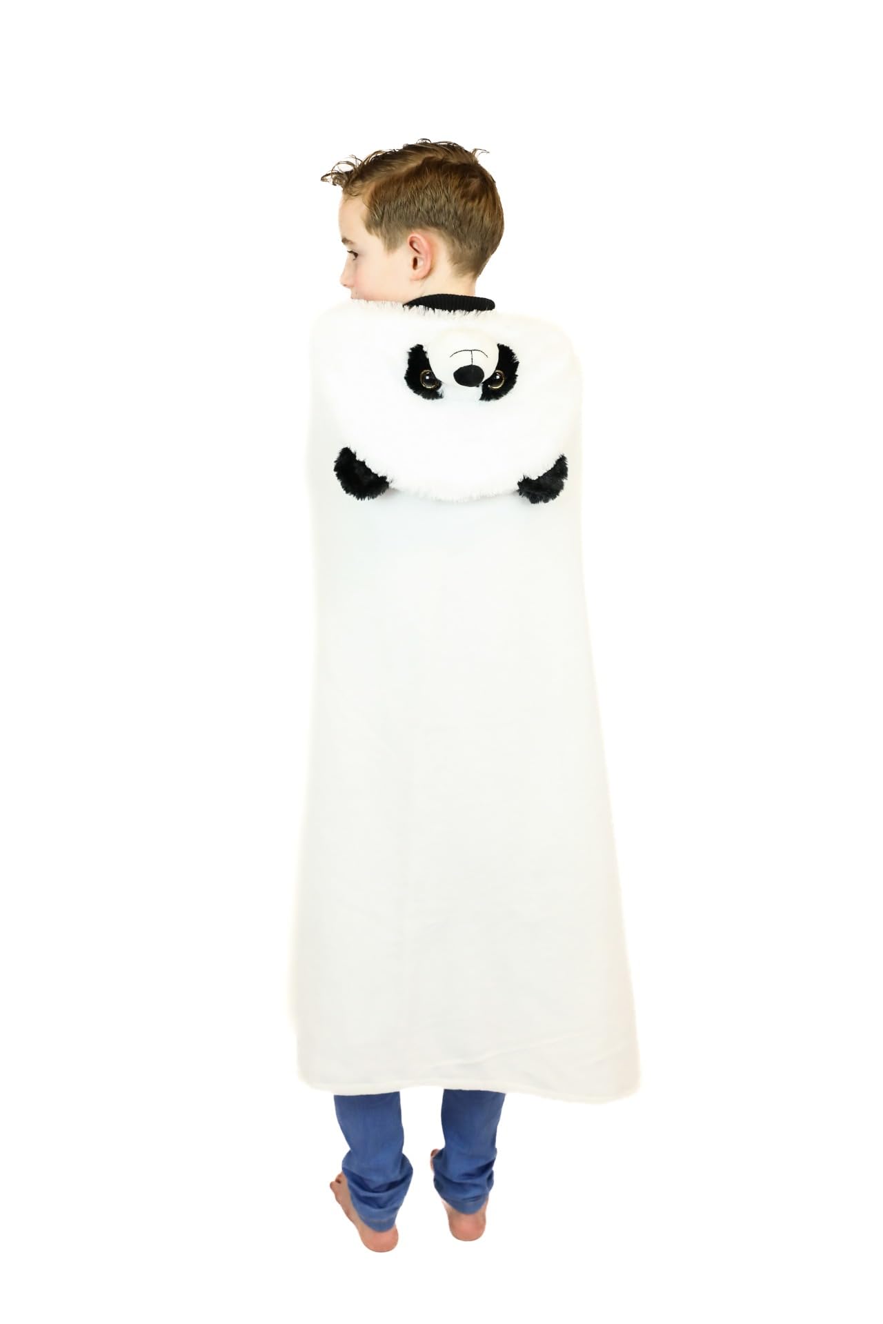Coperta con cappuccio, 130 x 100 cm, motivo: panda, bianco, nero., Taglia unica