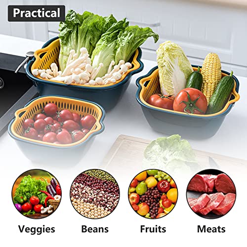 Kitchen Colander Strainer Set, Colander Plastic Set, Portable Food Strainer, 6Pcs Drain Basin And Basket For Washing And Draining Fruit, Vegetables, Bowls And More (Grey White-Upgrade) #TOP3