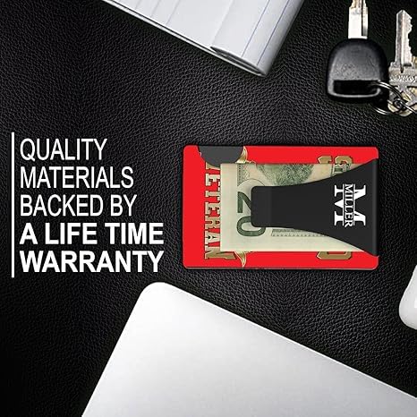 Slim Wallet With Money Clip, Personalized Engraved Marine Corps Veteran 'Proud To Have Served' Metal Wallet Card Holder Metal Aluminum Wallet, 3.35 X 2.13, Black, Mwl00014