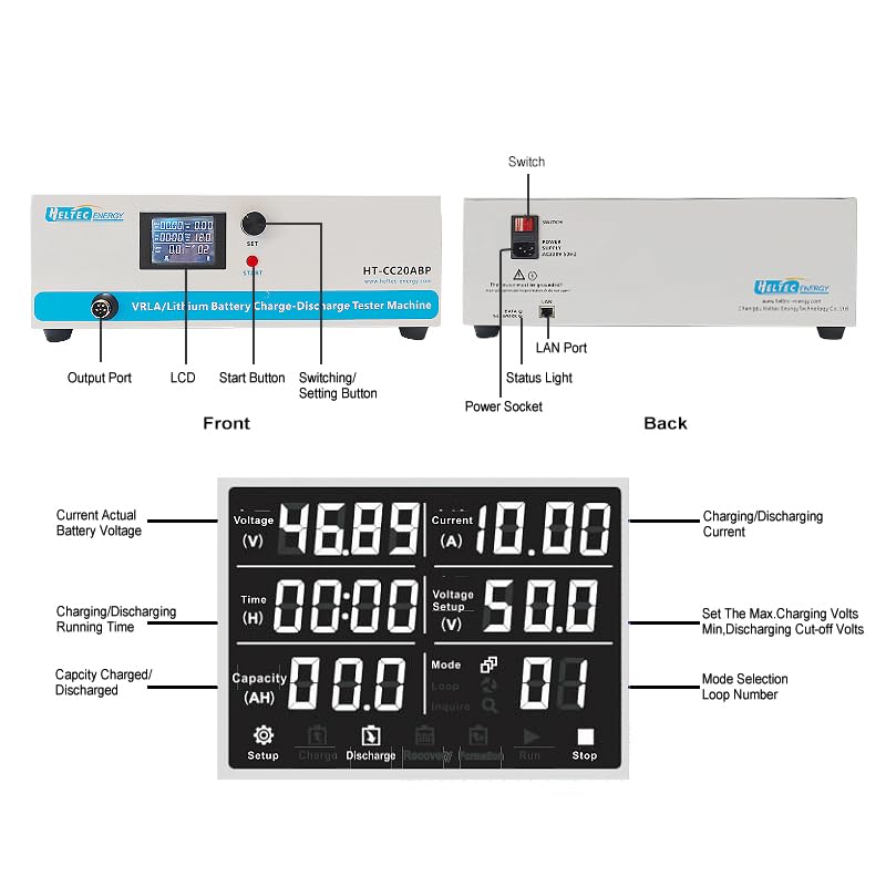 9-99V 20A Smart Batterietester Akku Kapazitätstester Entladegerät 10A Lade-Analysator für LiFePO4 Lithium Blei-Säure Akku Testgerät mit PC Software