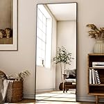 68"x 24" Full Length Mirror with Stand, Large Wall-Mounted or Leaning Floor Mirror with Aluminum Alloy Frame, Rectangular Wall Mirrors for Bedroom, Entryway, and Living Room Decor, Black - Image 3