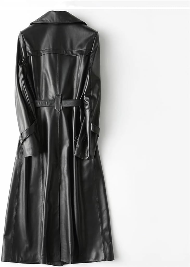 Autumn Long Black Trench Coat Women's Sleeve Belted Slim Jacket