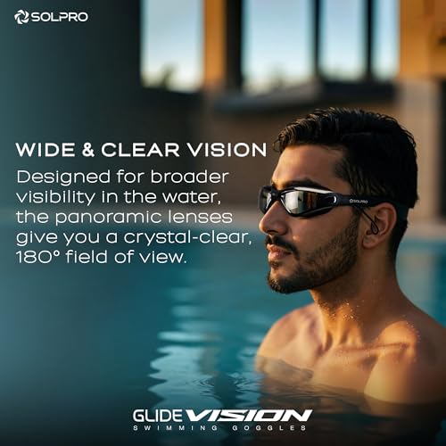 Image of Solpro Glide Vision Unisex Adult Swimming Goggles for Women,Men,Boys,Girls,Teenagers,Athletes,Swimmers|2 in 1 with Built In Earplugs for Training,Competition in Pool,Beach,Water Sport,Activties