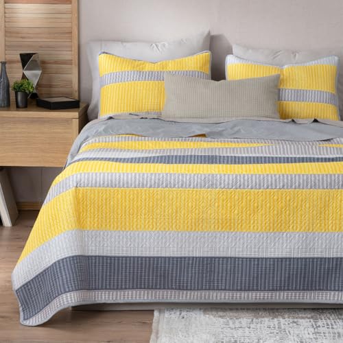 El Mejor Listado de Edredones matrimoniales los mejores 10. 44 REAL TEXTIL Colcha Doble Vista con Fundas de Almohada, Edredón Ligero Capitonado Pinsonic, Edrecolcha para Verano, Sobrecama (Fenicio, Matrimonial)