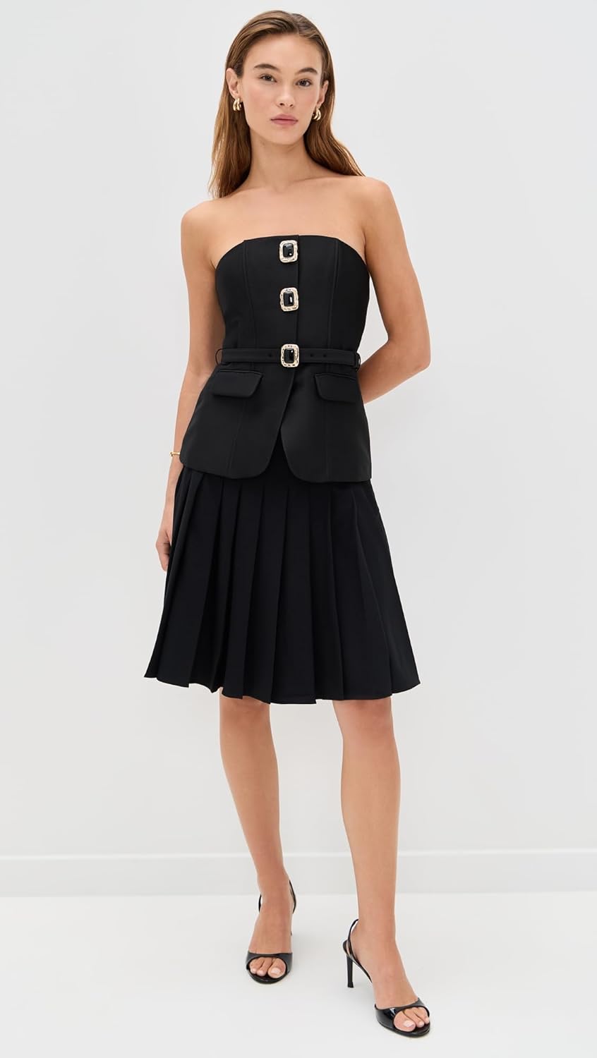 Self Portrait Women's Black Taffeta Bandeau Top - Image 5