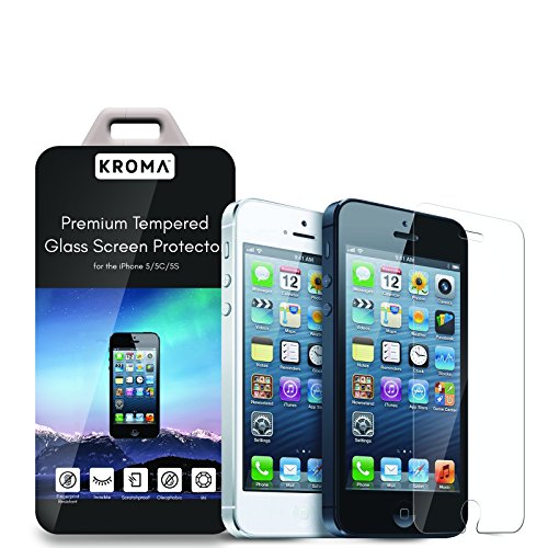 Kroma iPhone 5/5S/5C Glass Screen Protector, Krystalin Series, World's Thinnest Ballistic Glass, 99.9% Touch-screen Accuracy, Protection from Bumps, Drops, and Scrapes