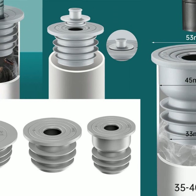 Siphon anti-refoulement en silicone anti-odeur pour machine à laver et salle de bain (orange
