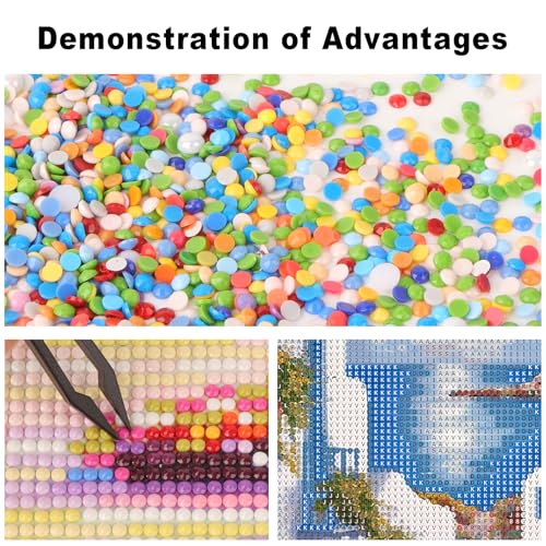 Image of Santorini Greece Diamond Art Kits for Adults, Landscape Diamond Painting Kits, Seaside Scenery 5D DIY Full Drill Diamond Dots Paint with Diamonds Gem Arts and Crafts for Home Wall Decor 12x16 inch