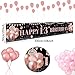 Large Happy 13th Birthday Banner Black and Rose Gold Yard Sign Birthday Banner for Women Girl 13 Years Old Birthday Photo Backgroud Party Indoor Outdoor Decoration Supplies 118 × 19.6 Inch