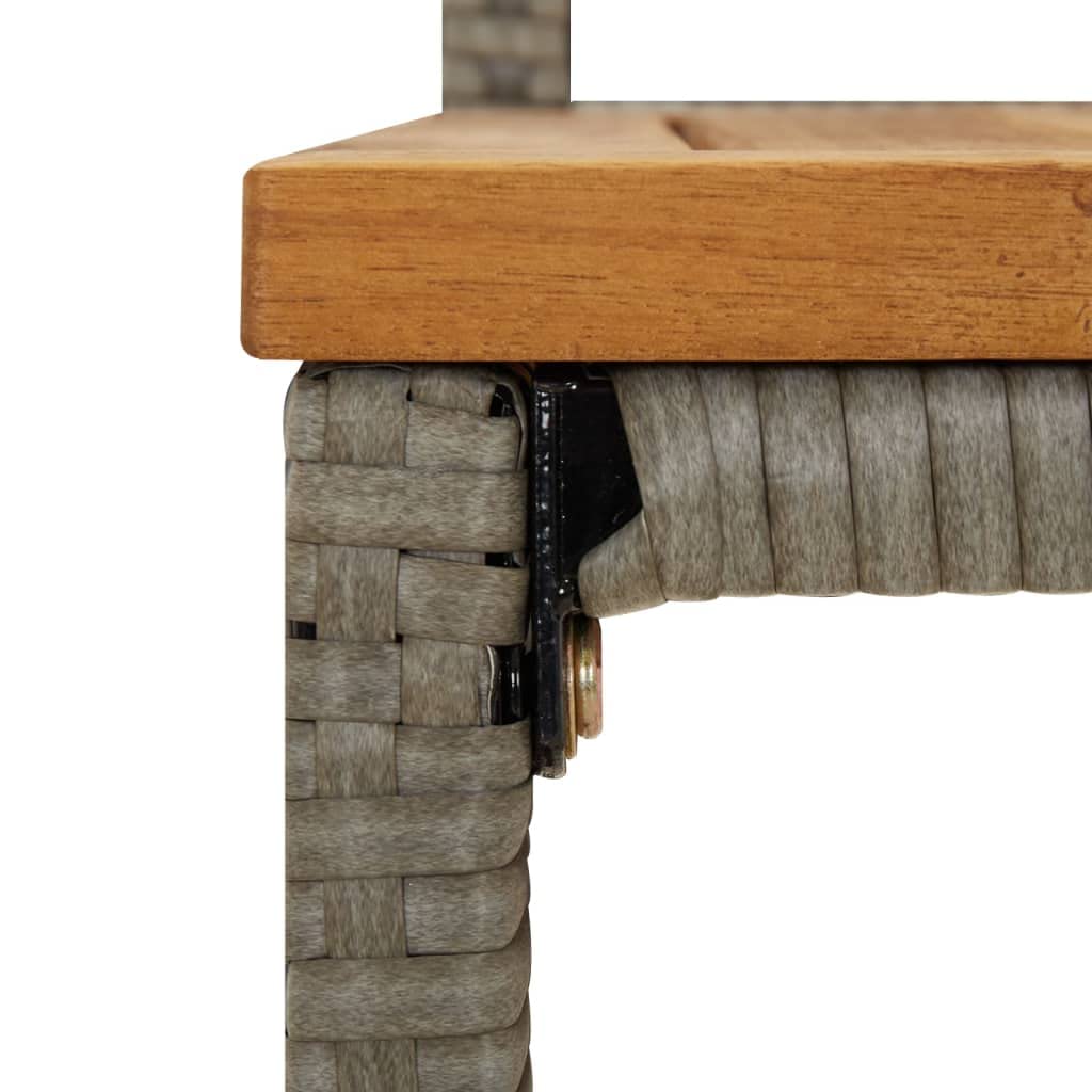 11 TLG. Juego de bar de jardín gris de ratán poli y madera maciza de acacia, juego de muebles de exterior resistente a la intemperie para terraza, balcón y jardín, con 10 taburetes de bar