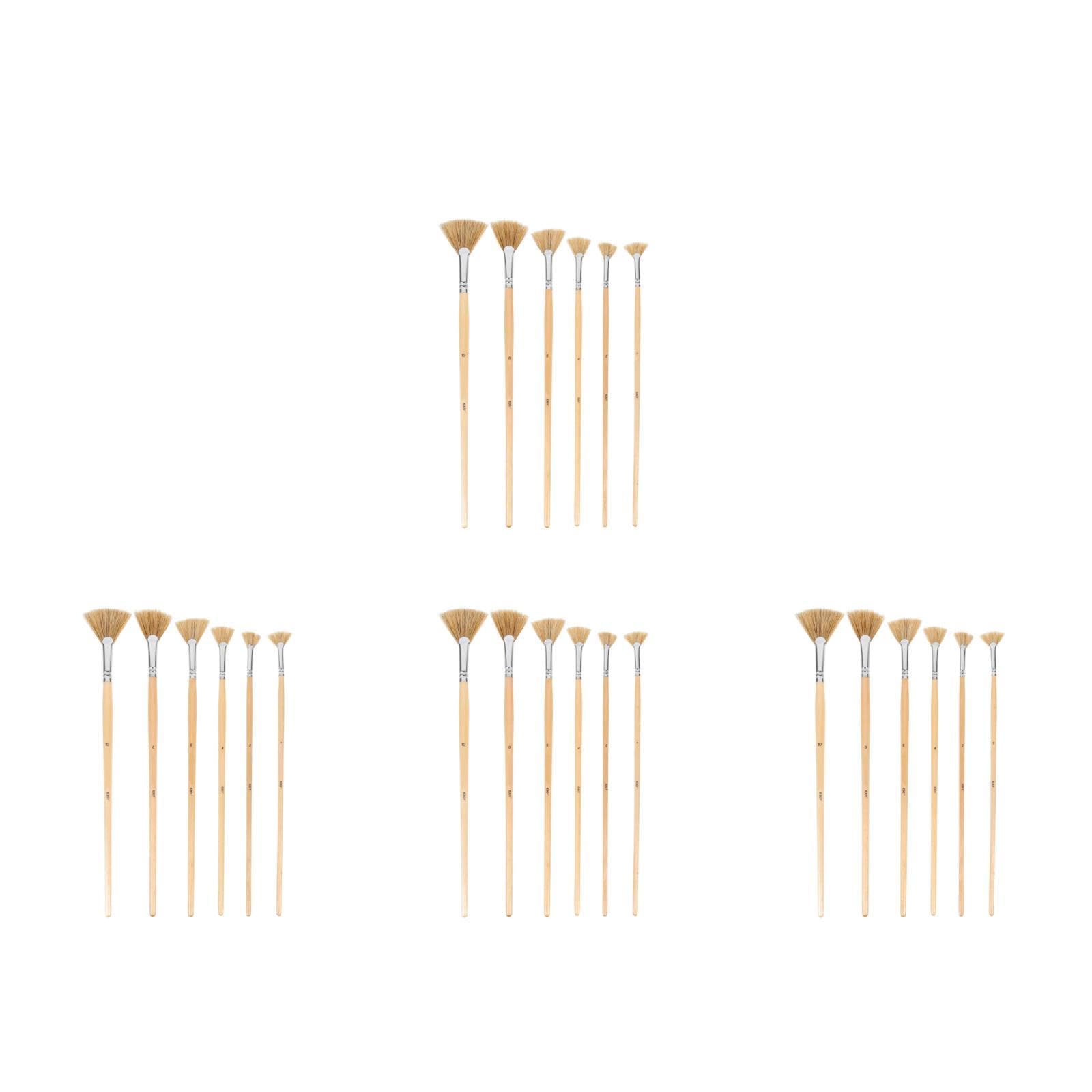 DOITOOL Pincel Para Óleo En Forma De Abanico De Filobert Para De Viaje Abanico De Para Abanico 6 piezas x 4