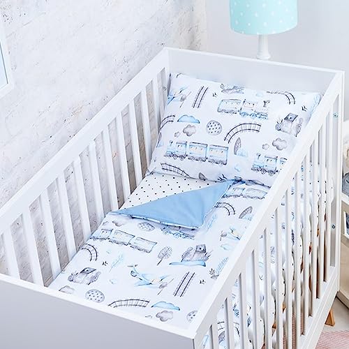 BABYSAFE Baby Cot Bed Duvet Cover Set Boys 120 X 90 with Toddler Pillowcase 40x60 Cm 100% Cotton