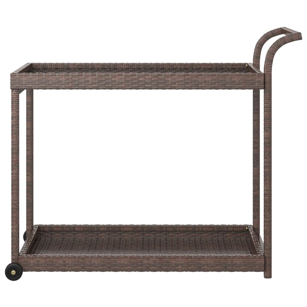 vidaXL Carrello da Bar Marrone Polyrattan 100x45x83 cm