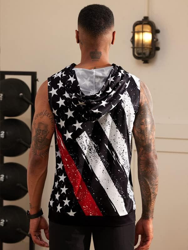 Arvilhill Men's 4th of July Hooded Tank Tops American Flag Sleeveless Shirts Patriotic Muscle Cutoff Shirt (S-XXL) - Image 7