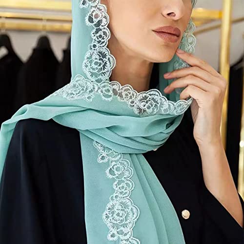 Chiffon Scarf Shawls Wraps Hijab Scarfs for Women - Premium Quality Chiffon Hijab with Lace Edge MSL42