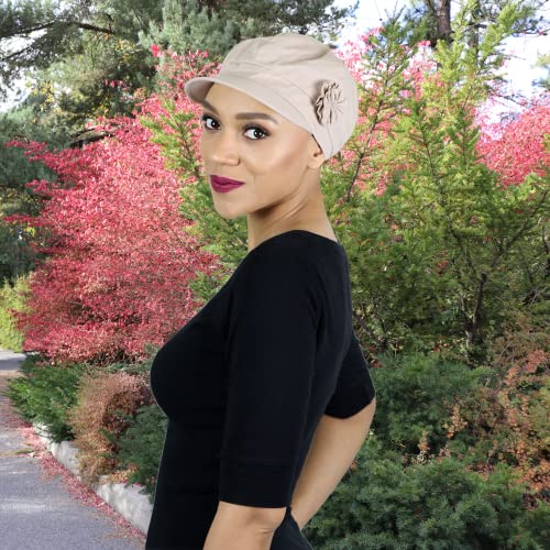 Image of Newsboy Cap Summer Hats for Women Cotton Cancer Headwear Chemo Hair Loss Head Coverings Brighton