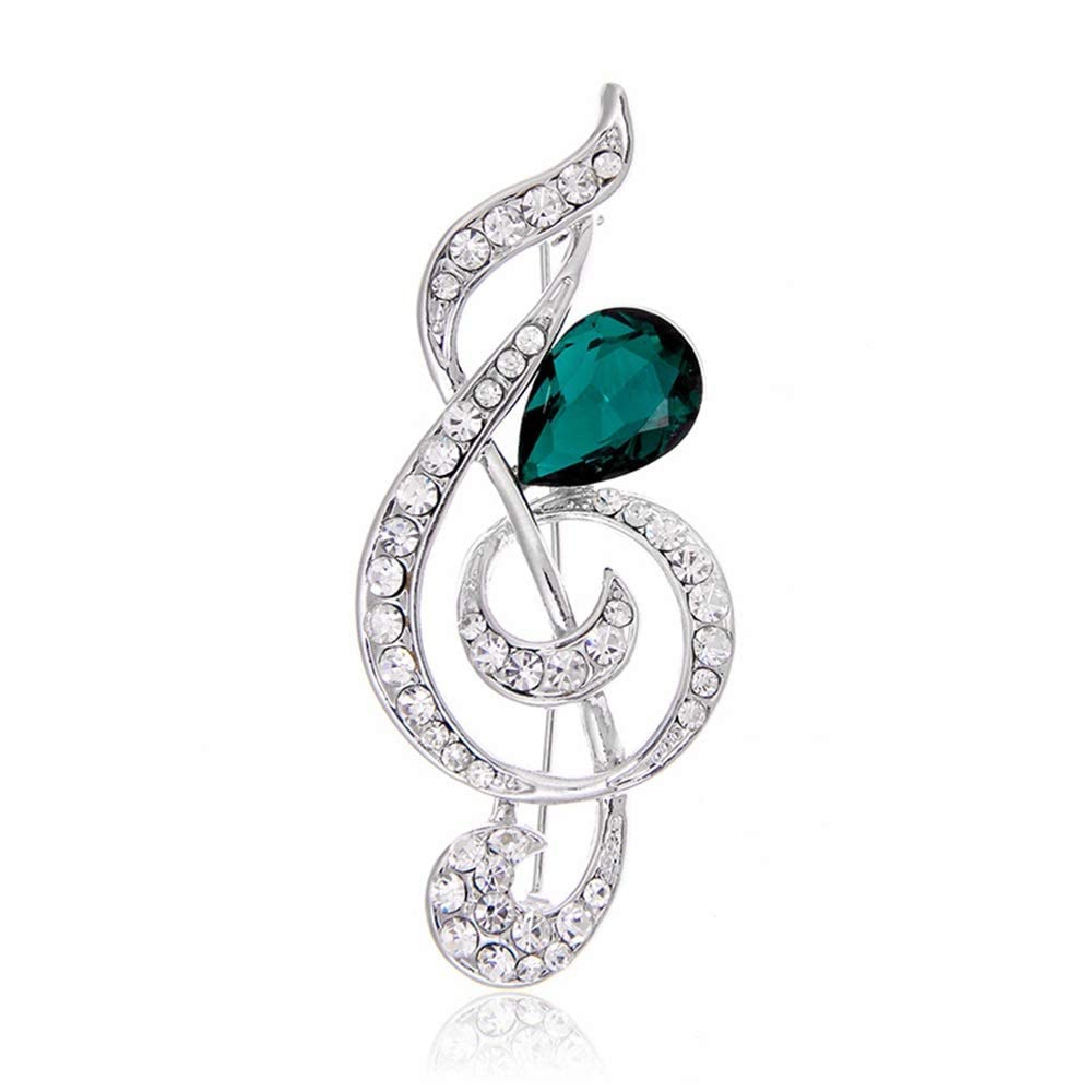 Elegante Brosche mit Kristallsteinen und Musik-Symbol Brooch Pin Scarves Shawl Clip für Damen Schmuck Zubehör Weddin