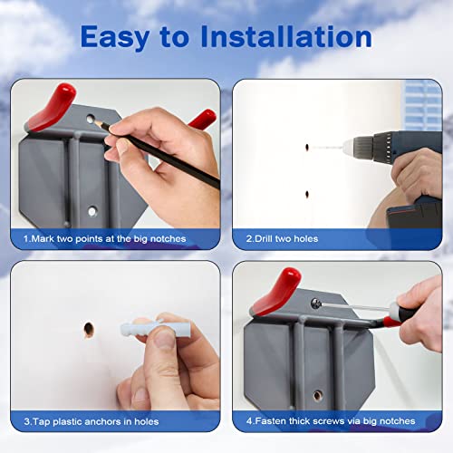 Xba Wall Mounted Rack Organizer For Skis And Poles Ski Wall Rack Ski Storage Rack Garage Storage With Padded Hooks & Elastic Cinch Straps Indoors Outdoors Wall Hook #TOP3