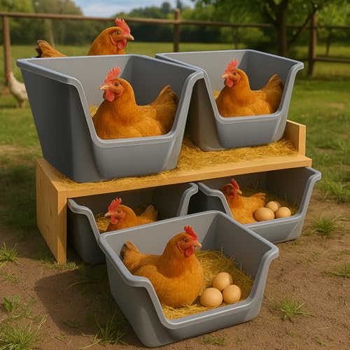 6 Pack Washable Chicken Nesting Box, Floor Durable Chicken Coop Accessories Easy Clean Plastic Square for Hens Ducks and Poultry for Egg Collection Backyard - Image 3